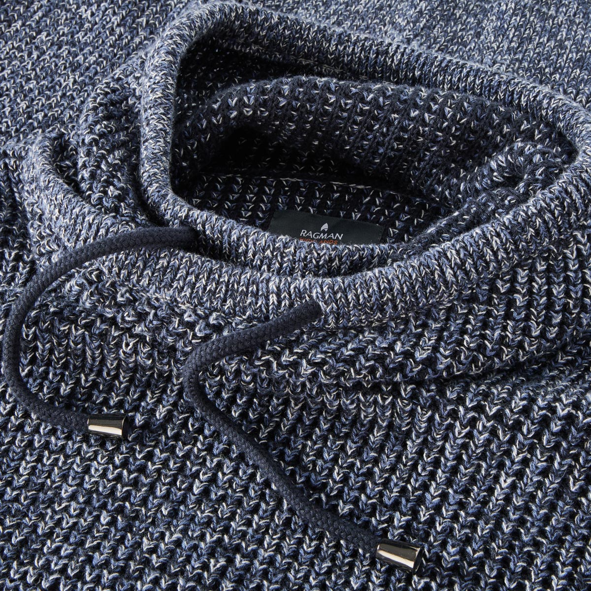 RAGMAN Grobstrickpullover aus Baumwolle blau/weiß