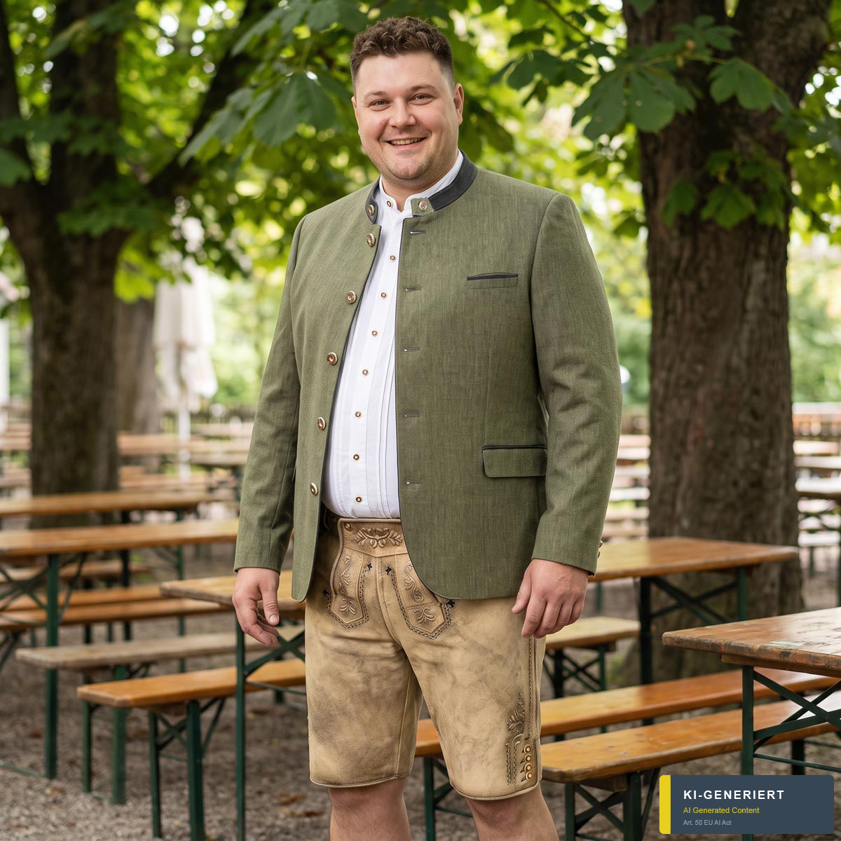 Weis Trachtensakko mit Leinen grün