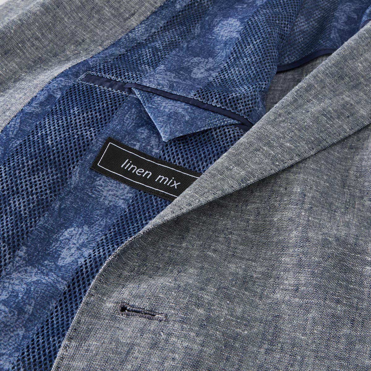 Weis Sakko mit Leinen, leicht blau