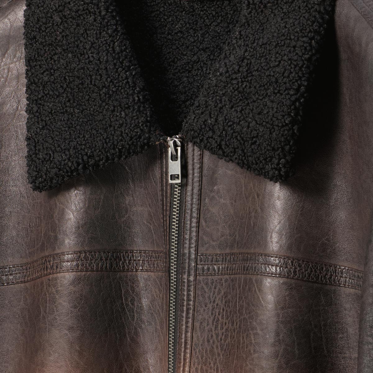 Maddox Gefütterte Lederjacke mit Webpelz-Besatz braun