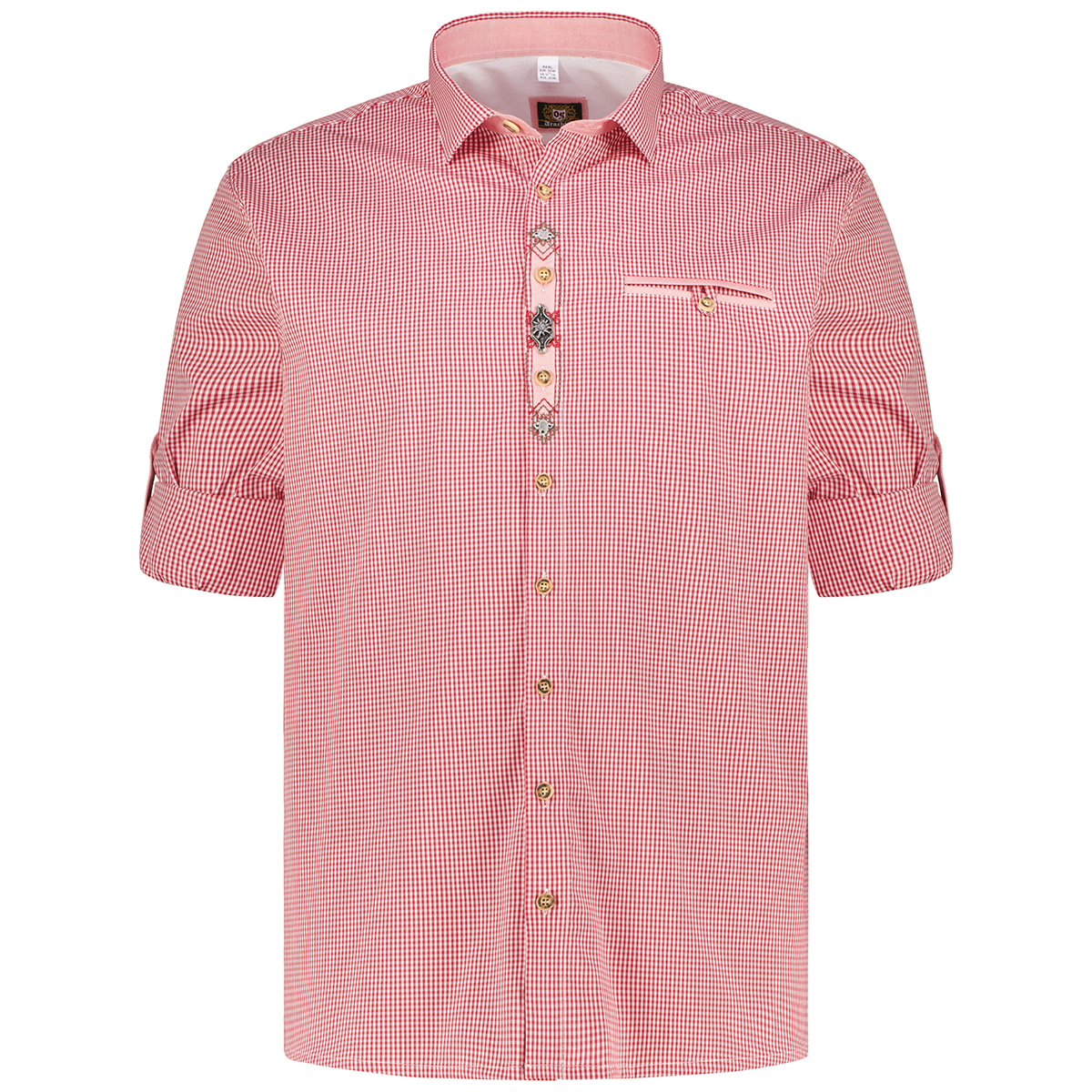 Orbis Trachtenhemd aus Baumwollmischung rot/weiß