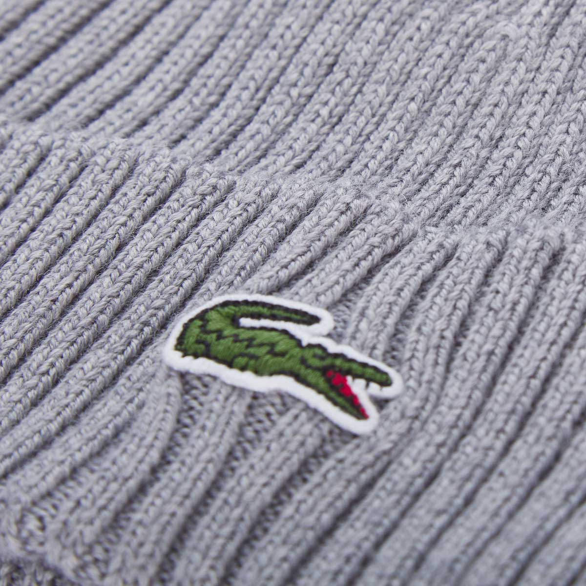 LACOSTE Strickmütze aus reiner Wolle grau