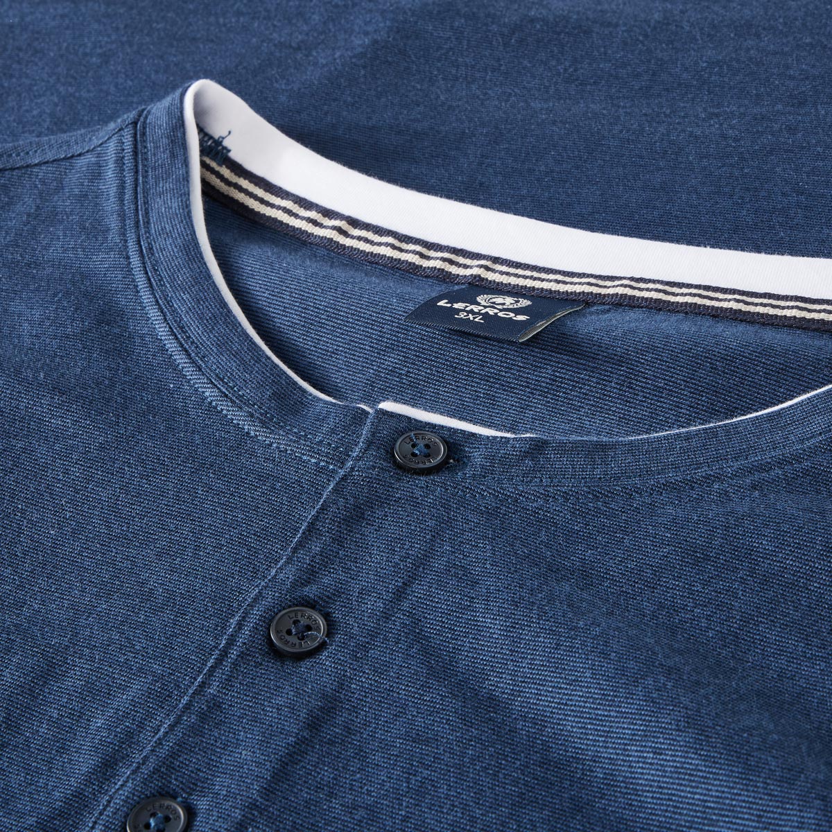 Lerros Longsleeve mit Serafinokragen blau