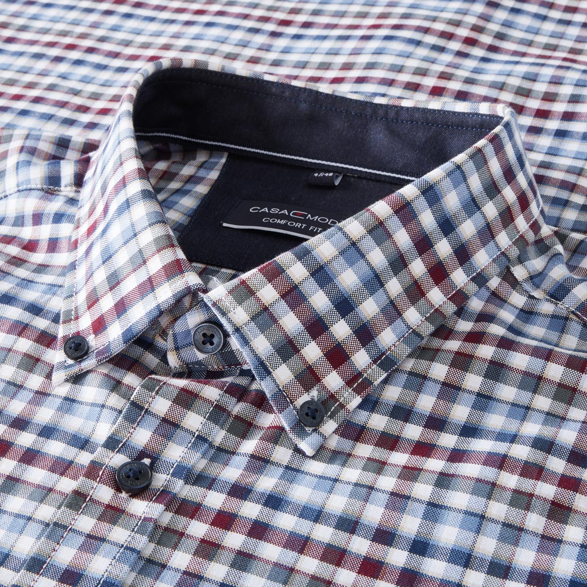 CASA MODA Freizeithemd mit Karo-Muster blau