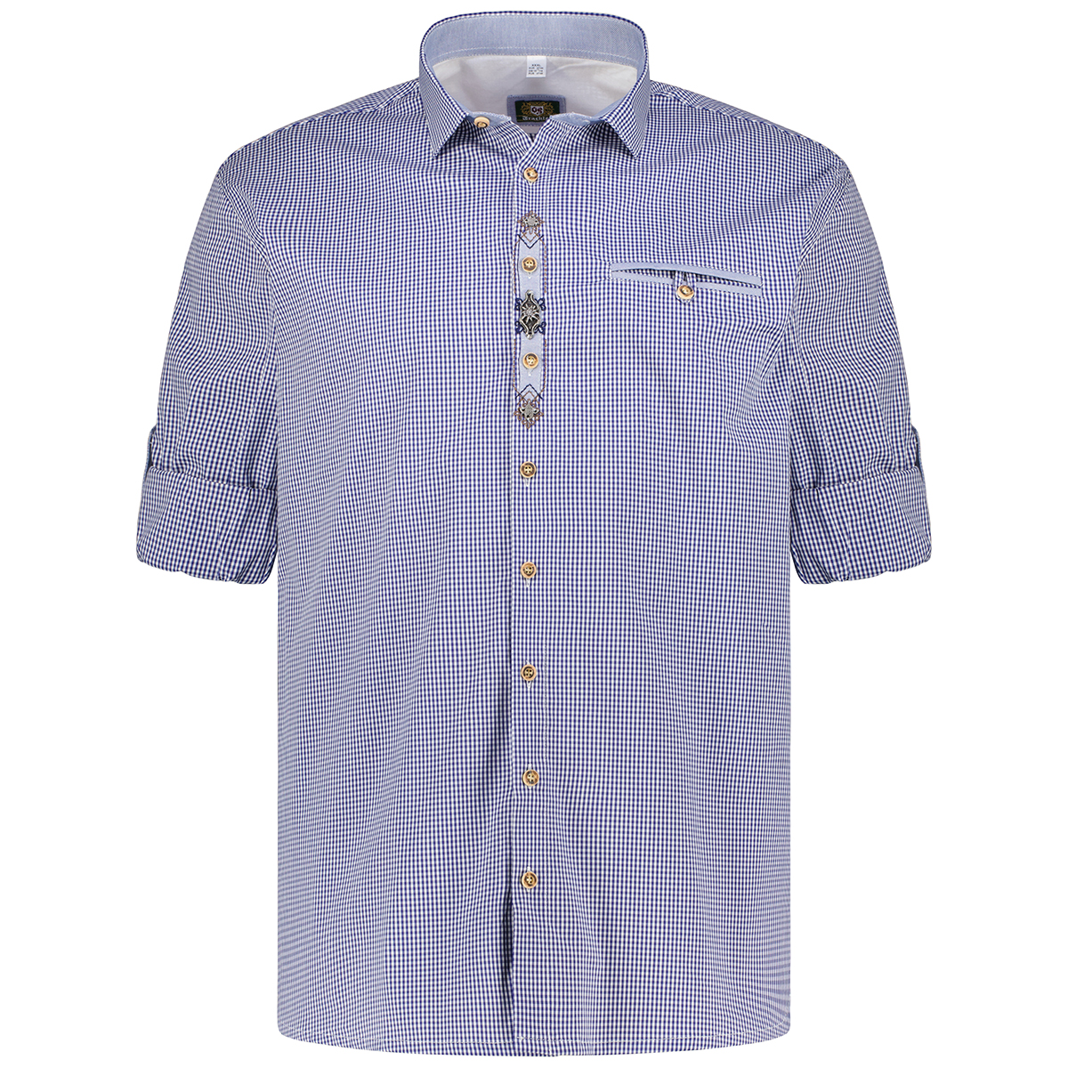 Orbis Trachtenhemd aus Baumwollmischung blau/weiß
