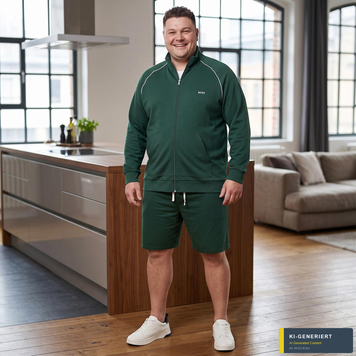 BOSS Jogging-Shorts aus Stretch-Jersey grün