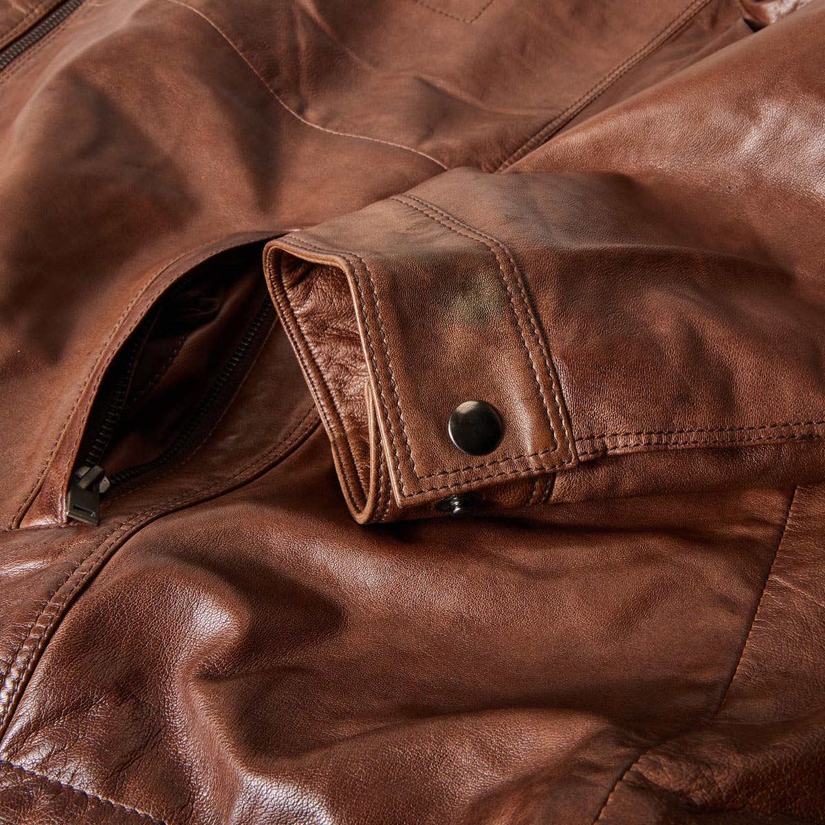 North Lederjacke aus Lammleder cognac