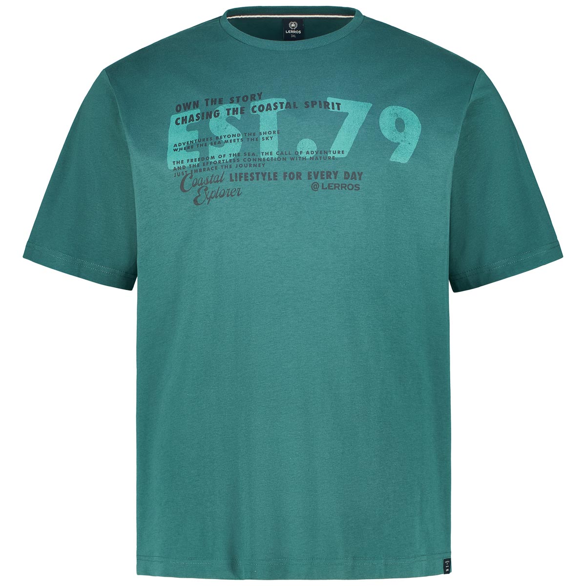 Lerros T-Shirt mit Motiv-Print Farbe dunkelgrün Größe: 5XL günstig online kaufen