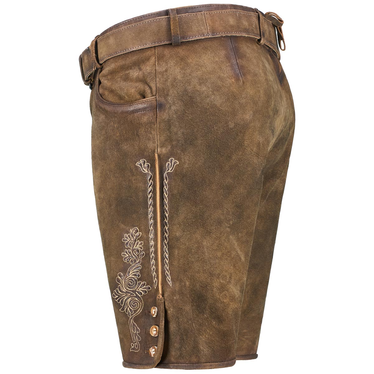 Maddox Kurze Lederhose ohne Latz dunkelbraun