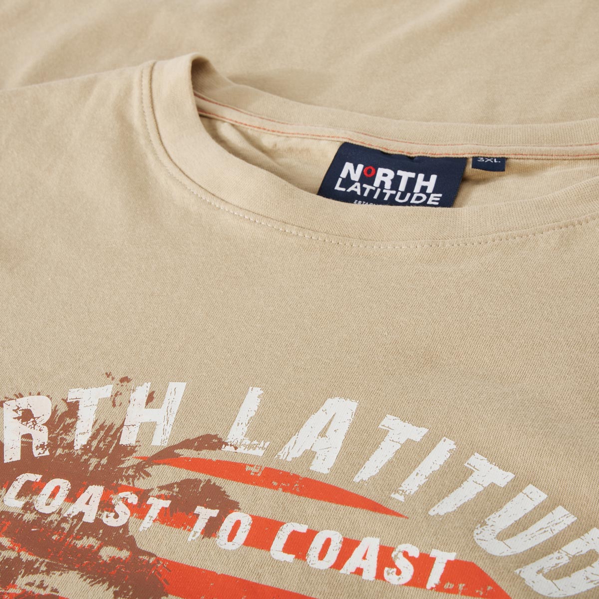 North T-Shirt mit Motiv-Print Farbe sand Größe: 7XL günstig online kaufen