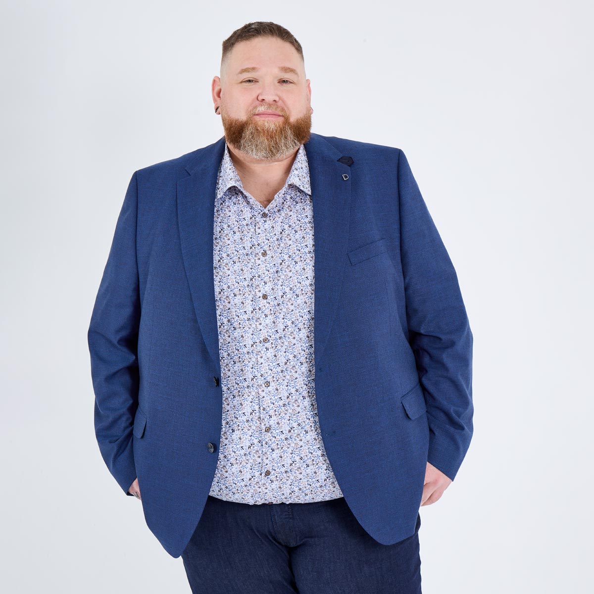 Digel Stretch-Sakko mit feiner Musterung blau