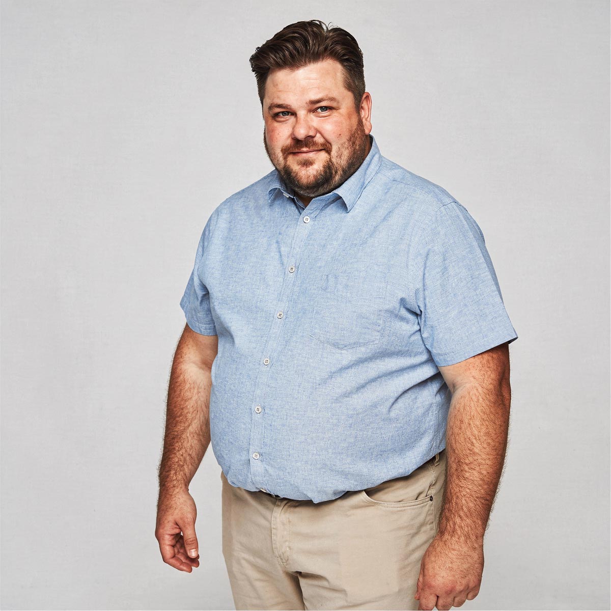 Pfundskerl Freizeithemd mit Leinen mittelblau