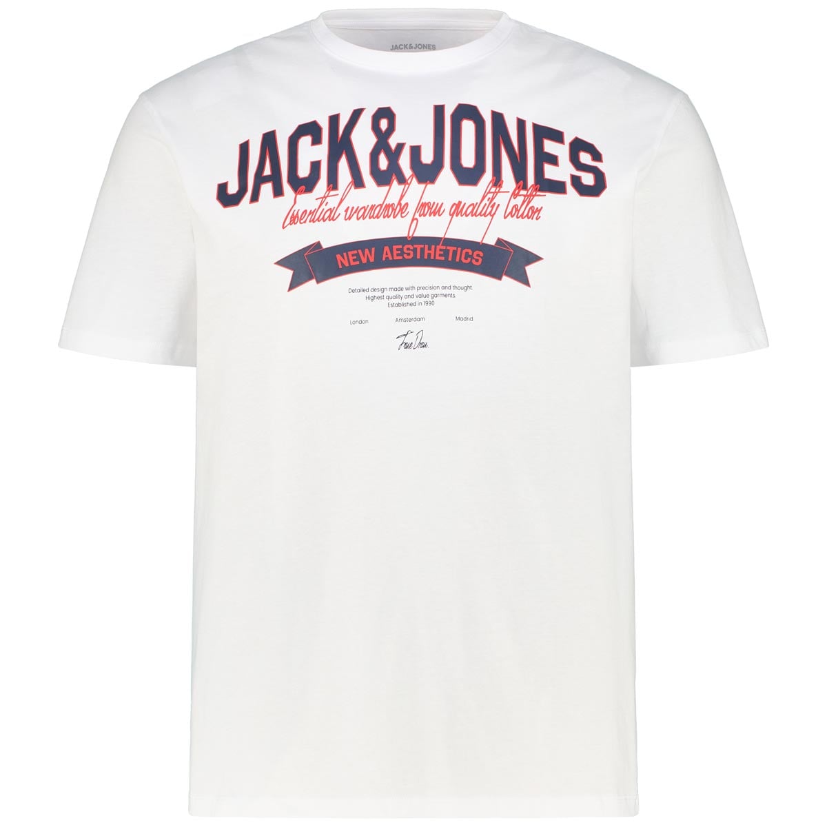 Jack&Jones T-Shirt Aus Biobaumwolle Farbe Weiß Größe, 3XL