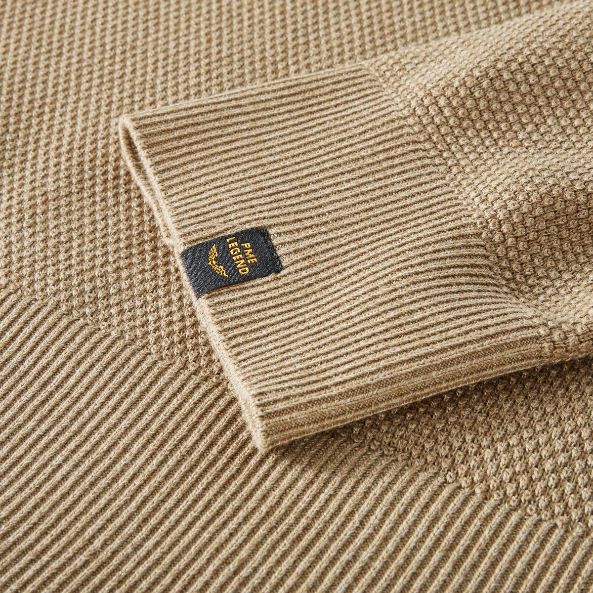 PME LEGEND Feinstrickpullover aus Baumwollmischung sand