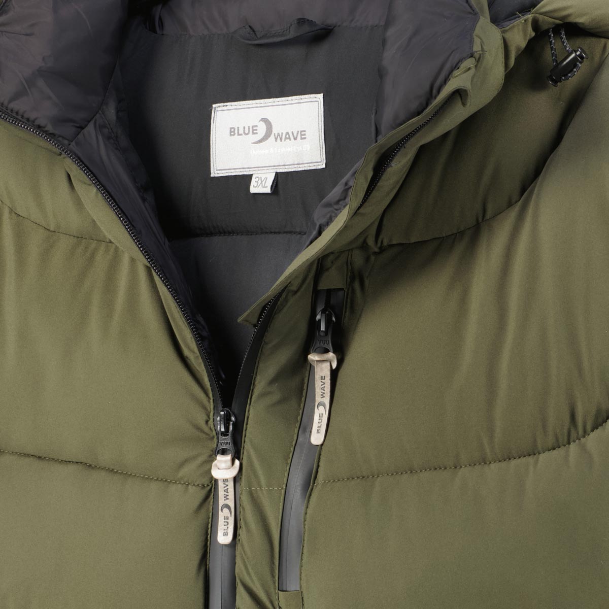 Blue Wave Wattierte Weste mit Kapuze, wind- und wasserabweisend oliv