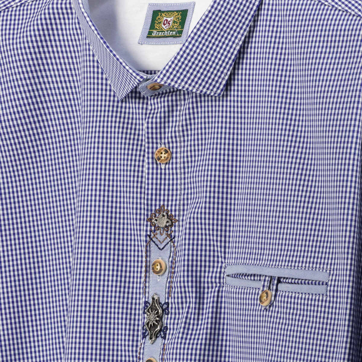 Orbis Trachtenhemd aus Baumwollmischung blau/weiß