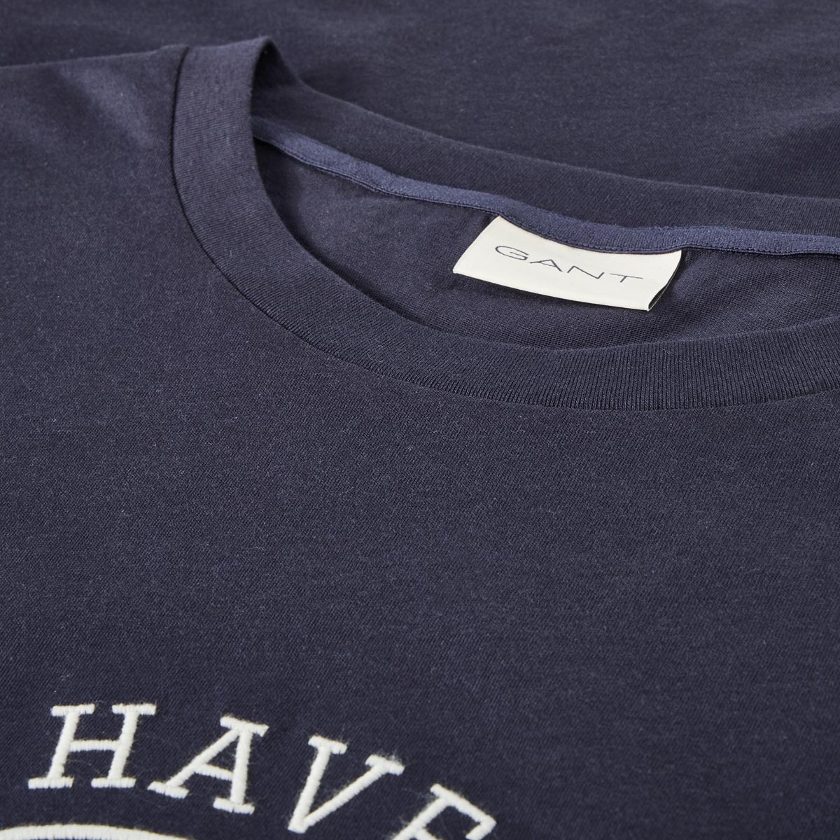 Gant T-Shirt mit Label-Stickerei dunkelblau