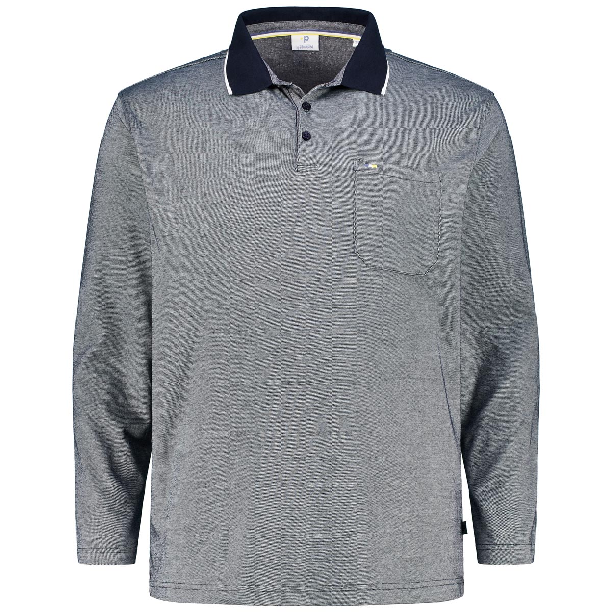 Langarm-Poloshirt aus Piqué in Two-Tone-Optik