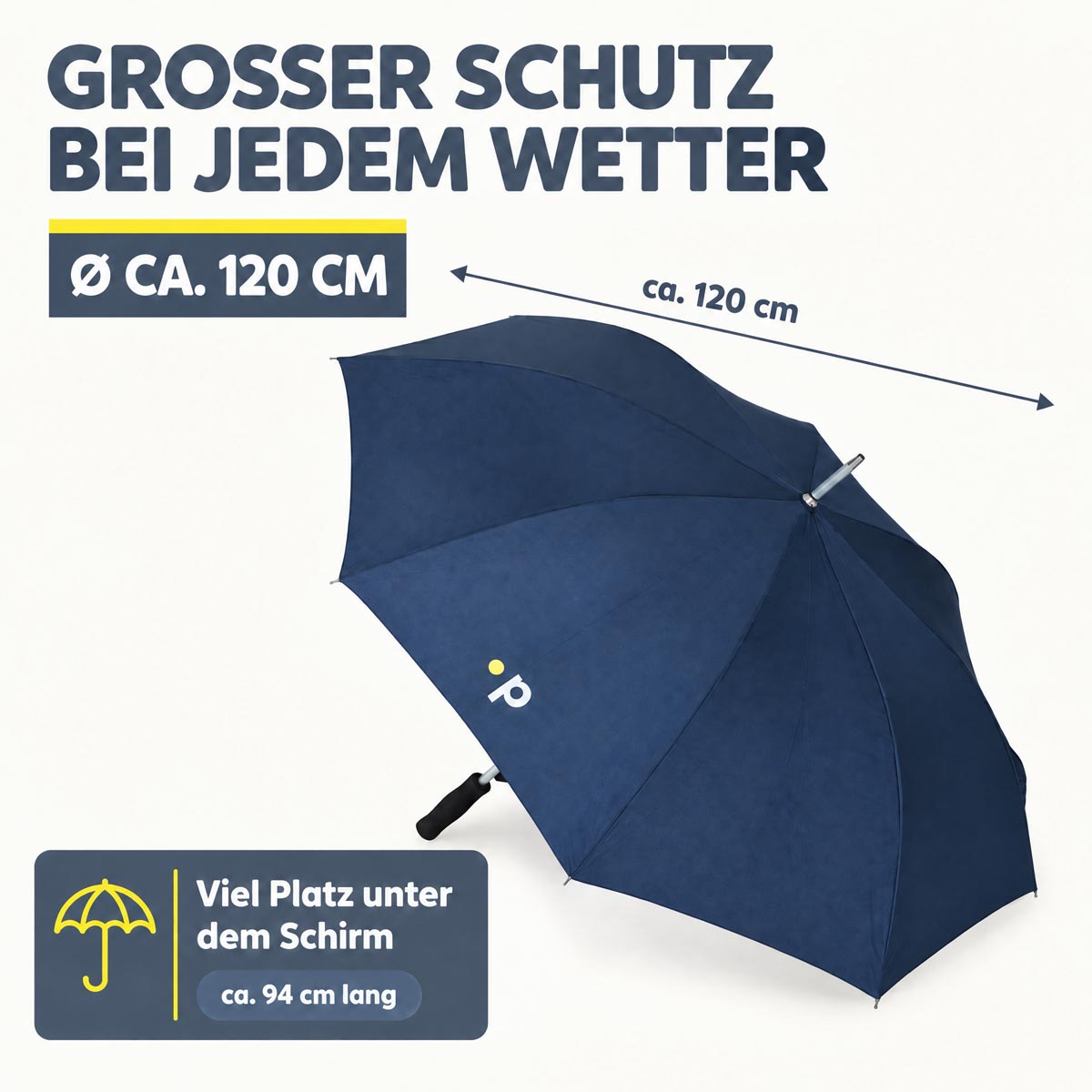 Pfundskerl Stockschirm mit Print, automatisch öffnend blau