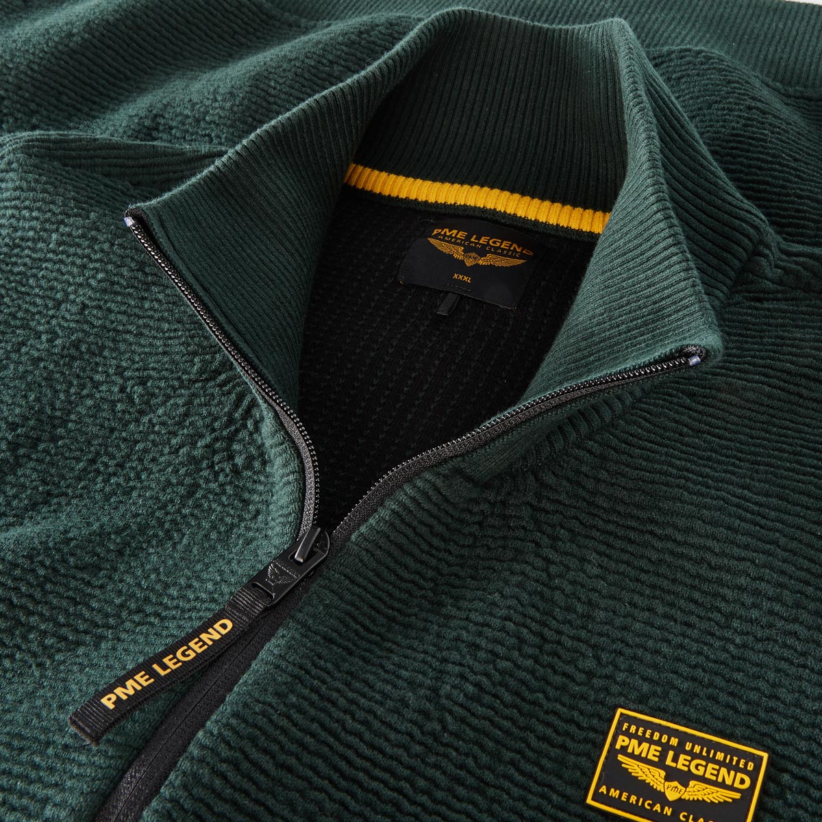 PME LEGEND Sweatjacke mit Struktur dunkelgrün