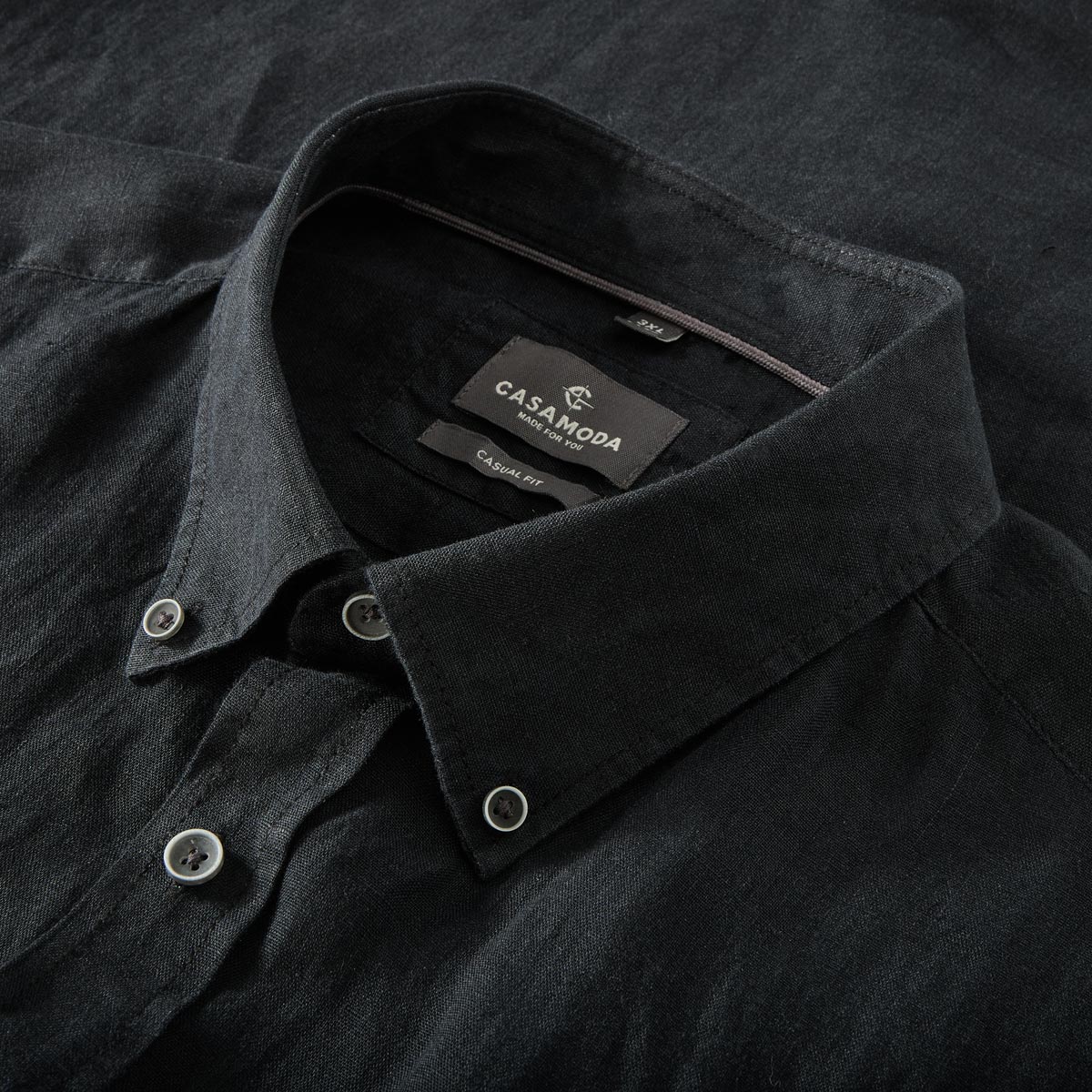 CASA MODA Freizeithemd aus Leinen schwarz