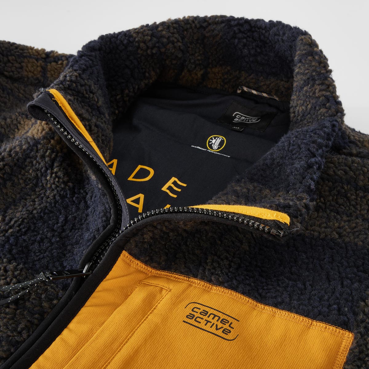 camel active Fleecejacke mit Stehkragen braun