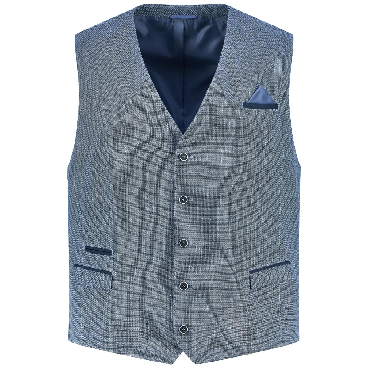 Weis Sakkoweste mit Leinen blau