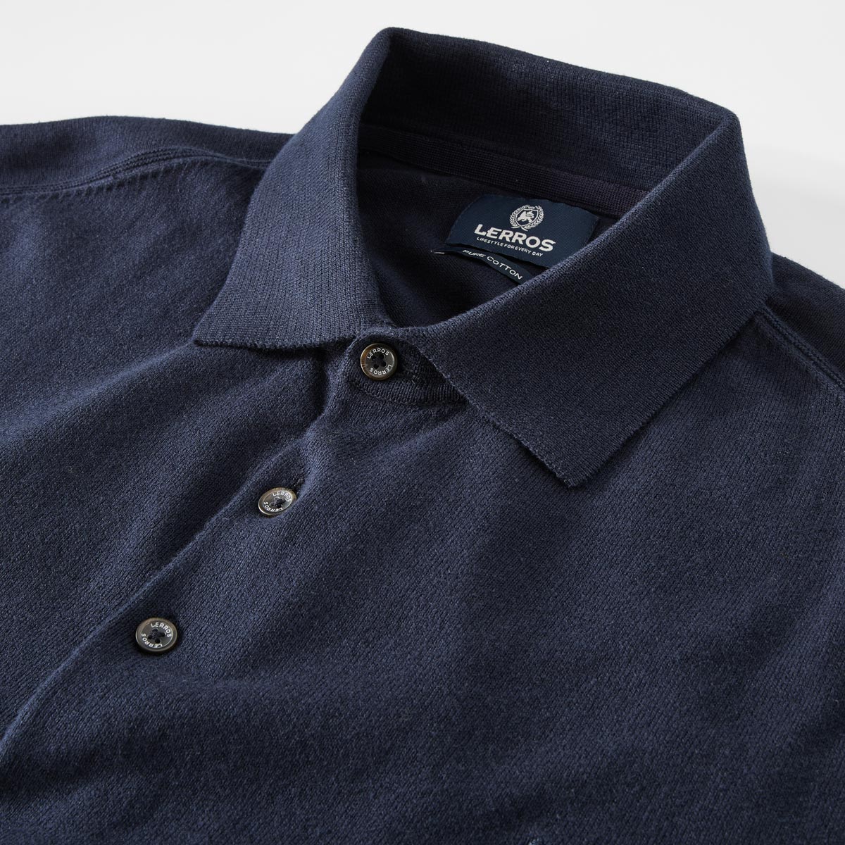 Lerros Polo-Pullover aus Baumwollstrick blau