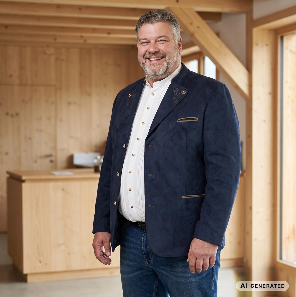 Weis Trachtensakko in Velours-Optik marine