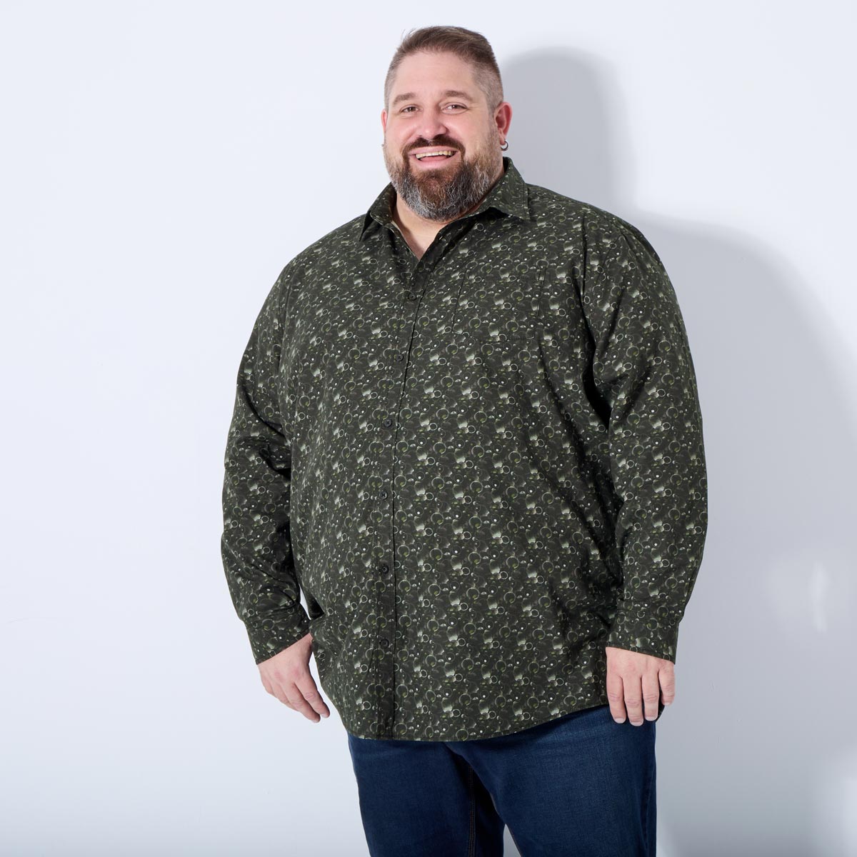 Pfundskerl Freizeithemd mit Allover-Muster schwarz