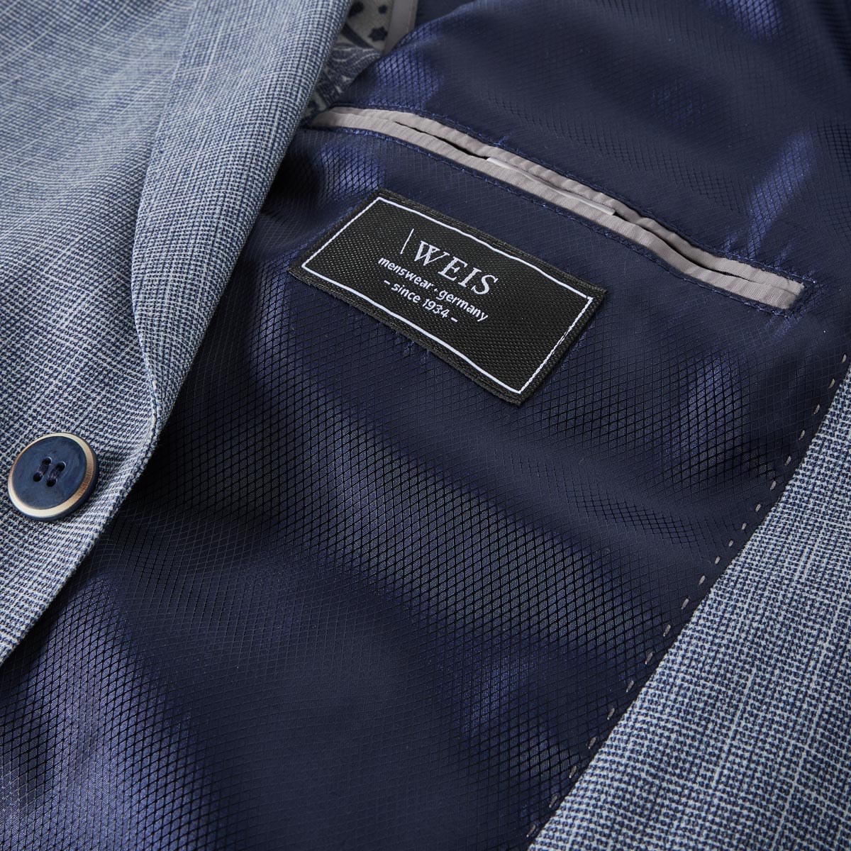 Weis Stretch-Sakko mit Musterung "Diego C" blau