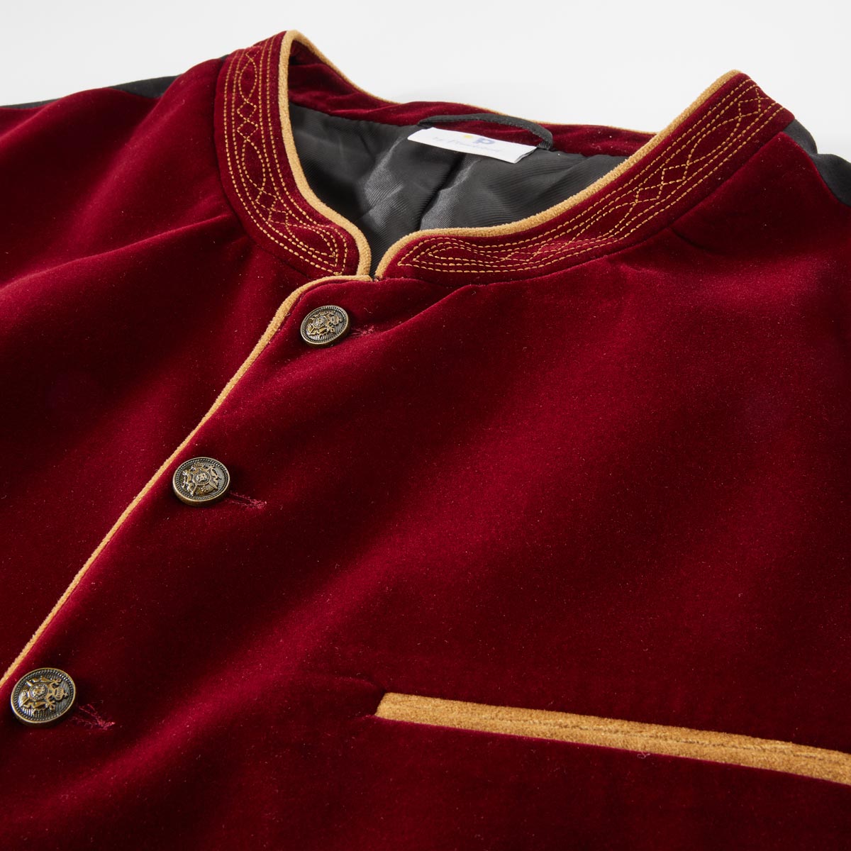 Pfundskerl Trachtenweste aus Samt dunkelrot