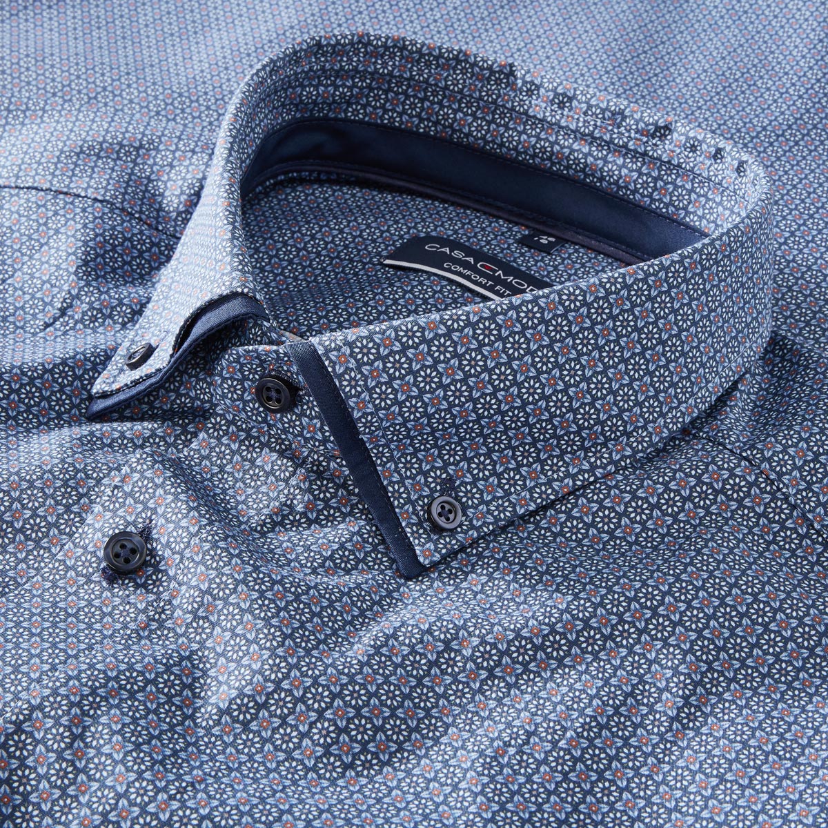 CASA MODA Businesshemd mit floralem Muster blau