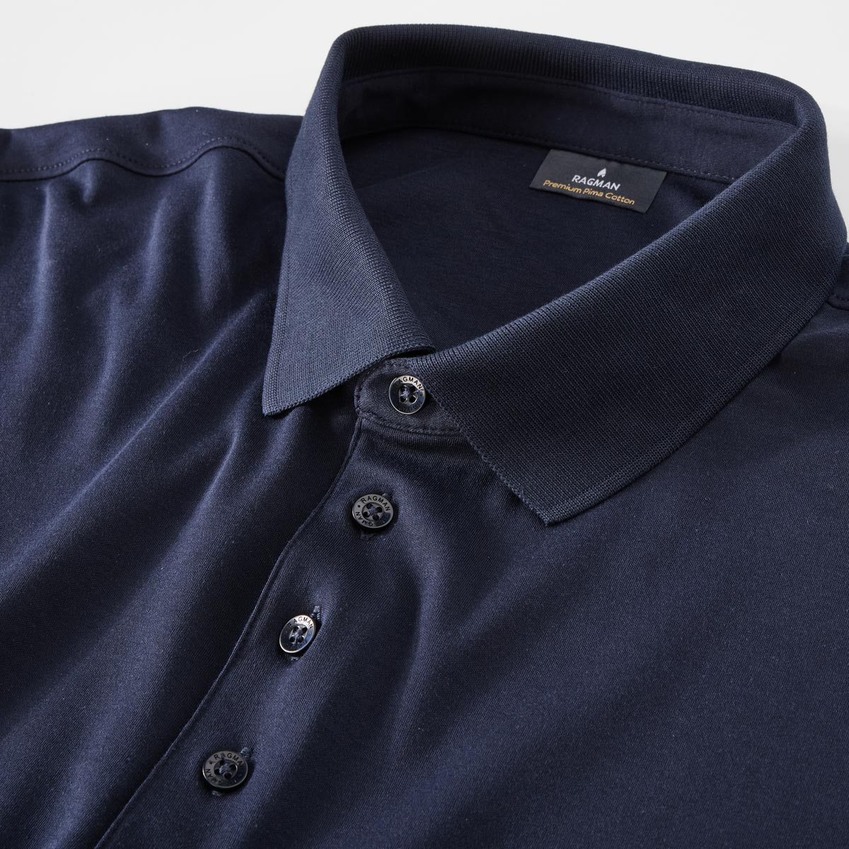 RAGMAN Poloshirt aus Baumwoll-Jersey marine