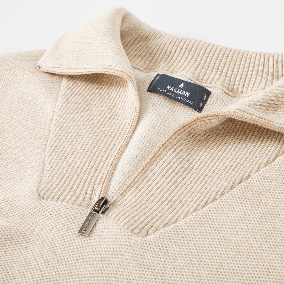 RAGMAN Strickpullover mit Troyerkragen beige