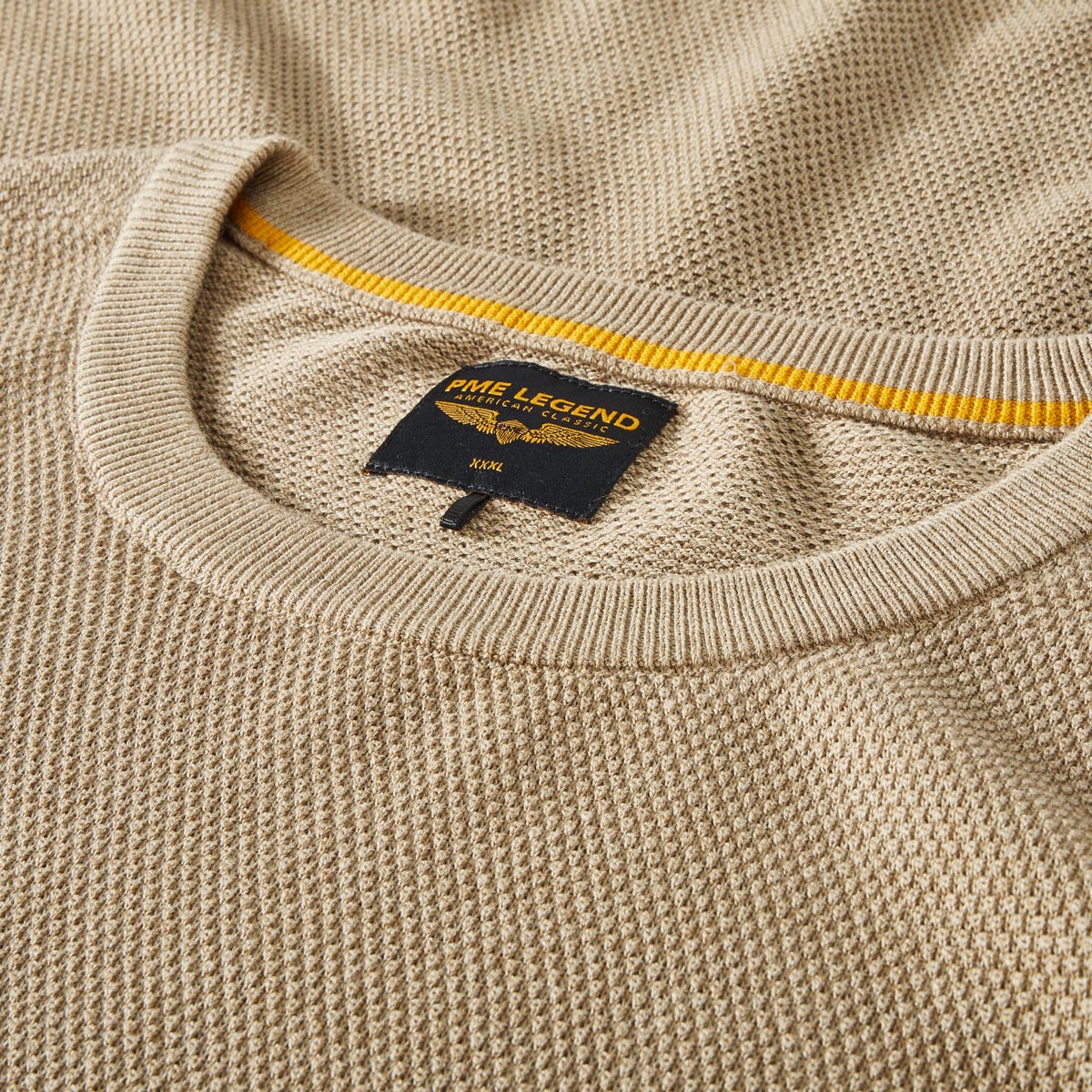 PME LEGEND Feinstrickpullover aus Baumwollmischung sand