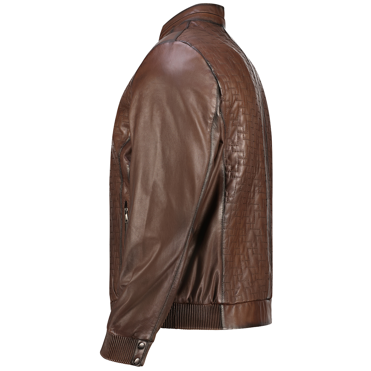 Maddox Lederblouson mit Steppmuster braun