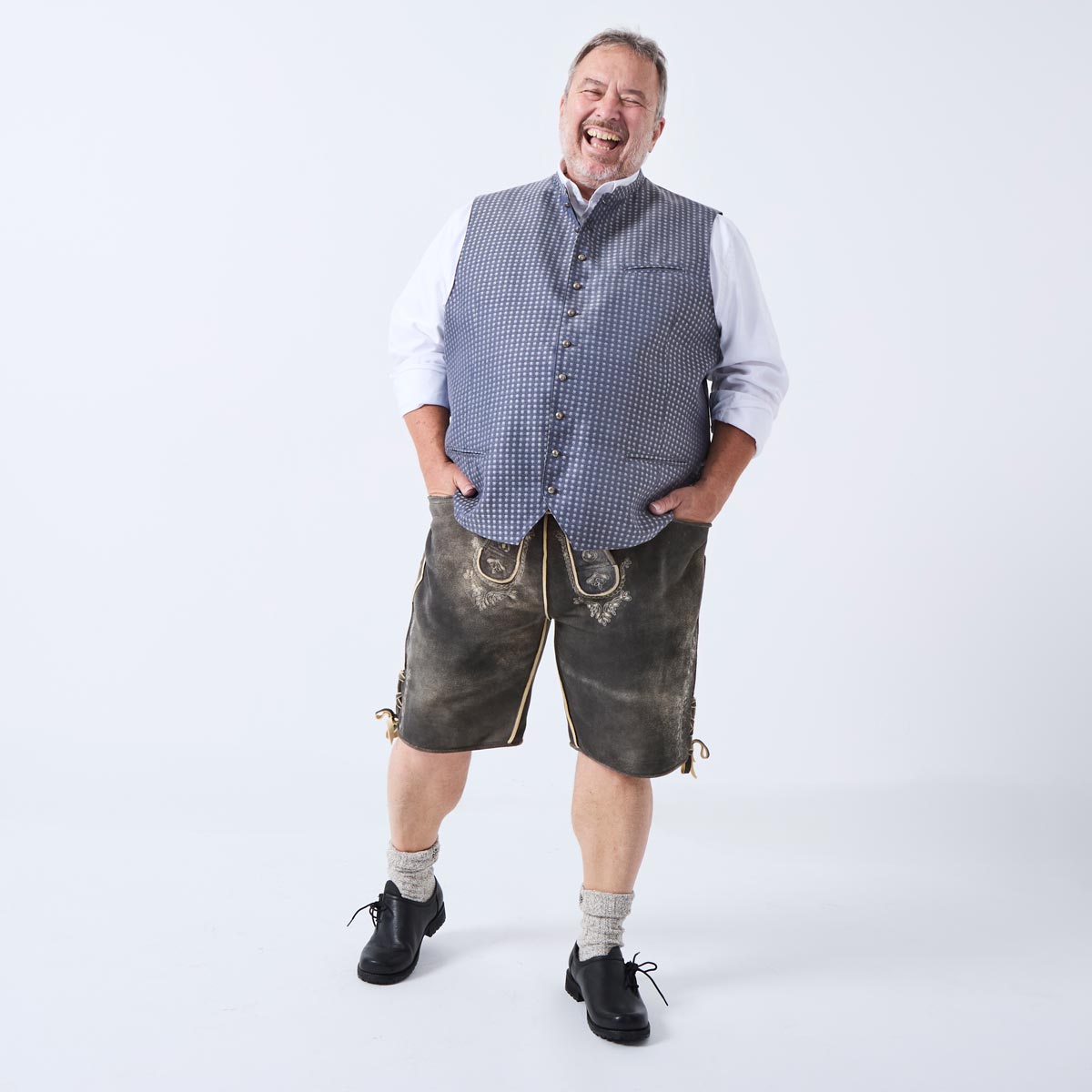 Pfundskerl Kurze Lederhose aus Hirschleder grau