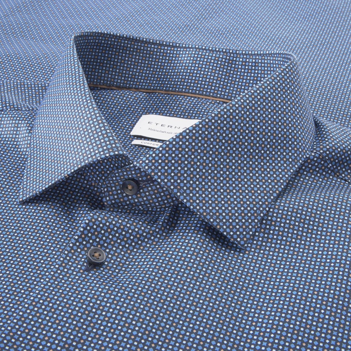 ETERNA Businesshemd mit Allover-Muster, bügelfrei blau/weiß