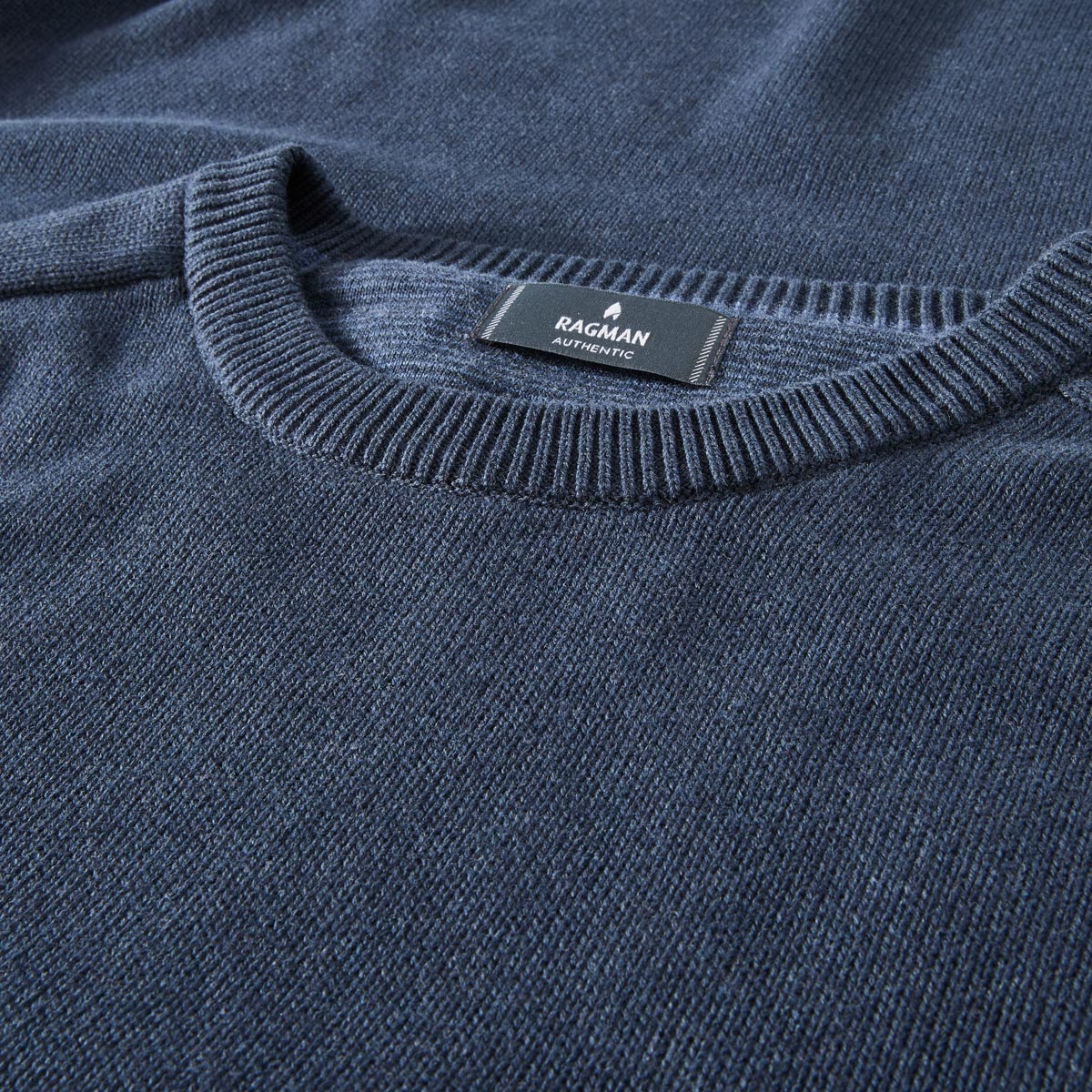 RAGMAN Rundhalspullover aus Baumwolle marine