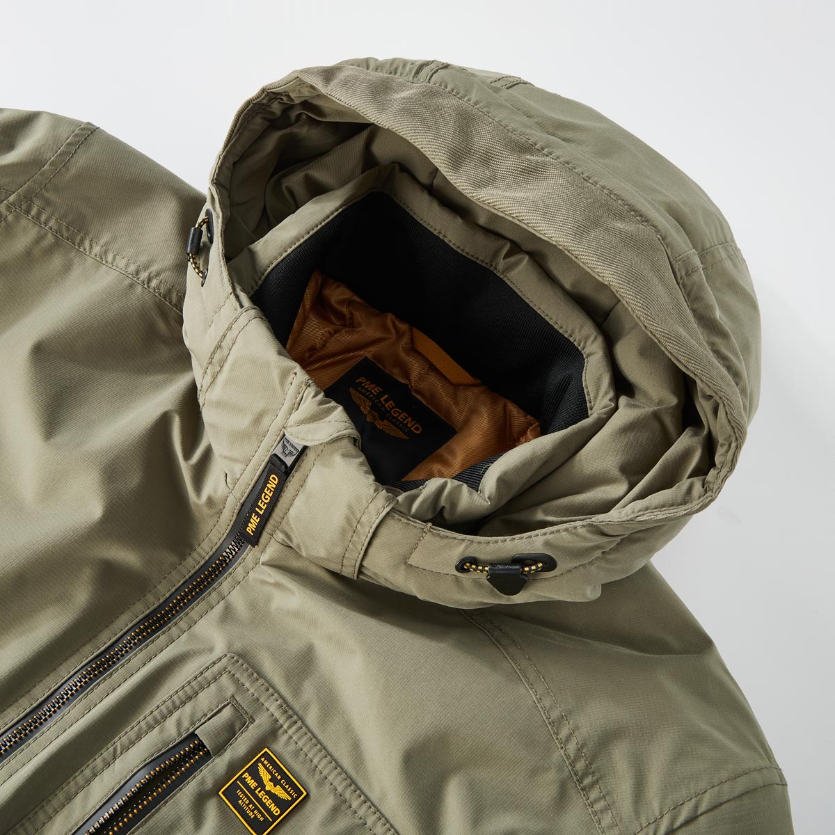 PME LEGEND Mittellange Jacke mit abnehmbarer Kapuze oliv