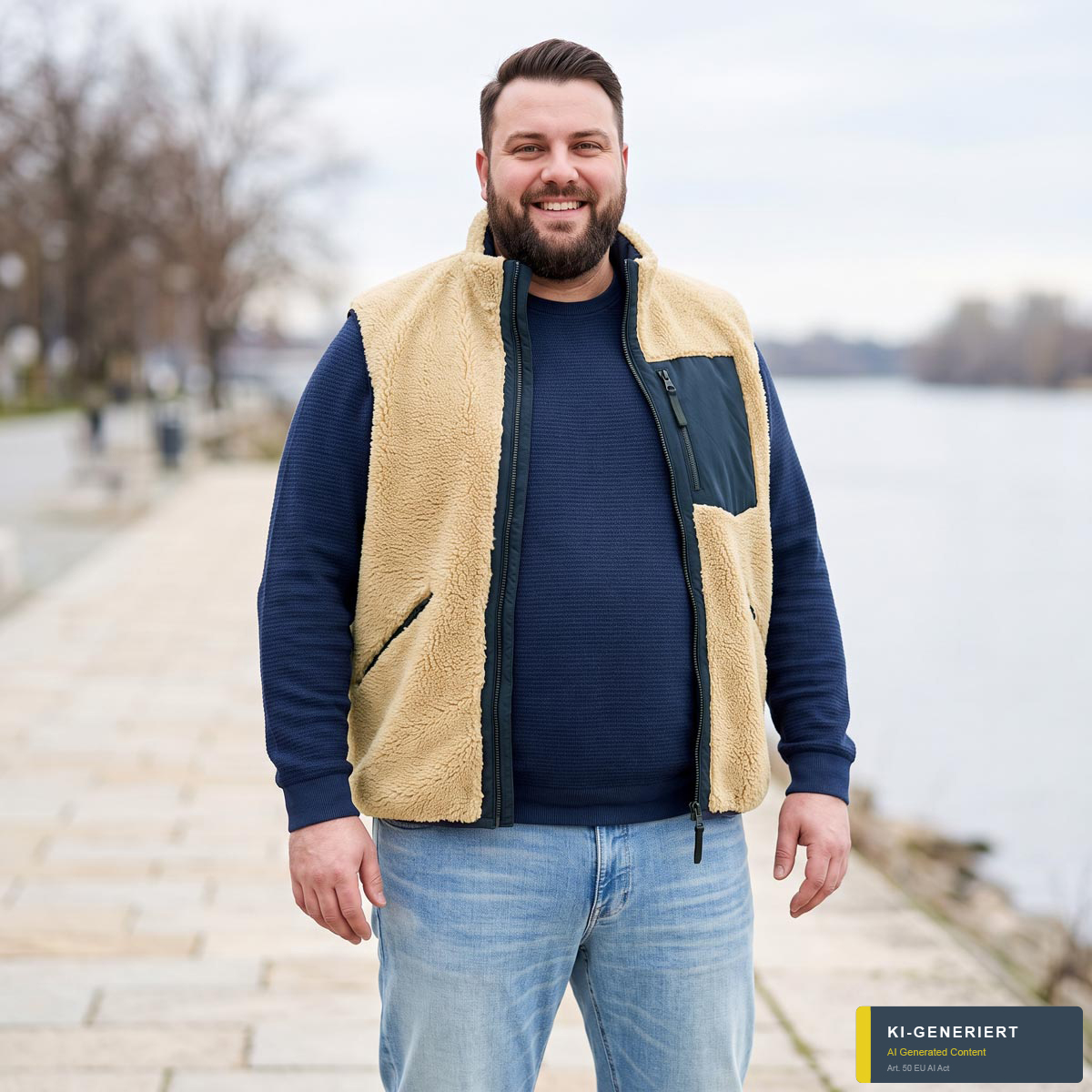 Lerros Wendeweste mit Teddyfleece dunkelblau