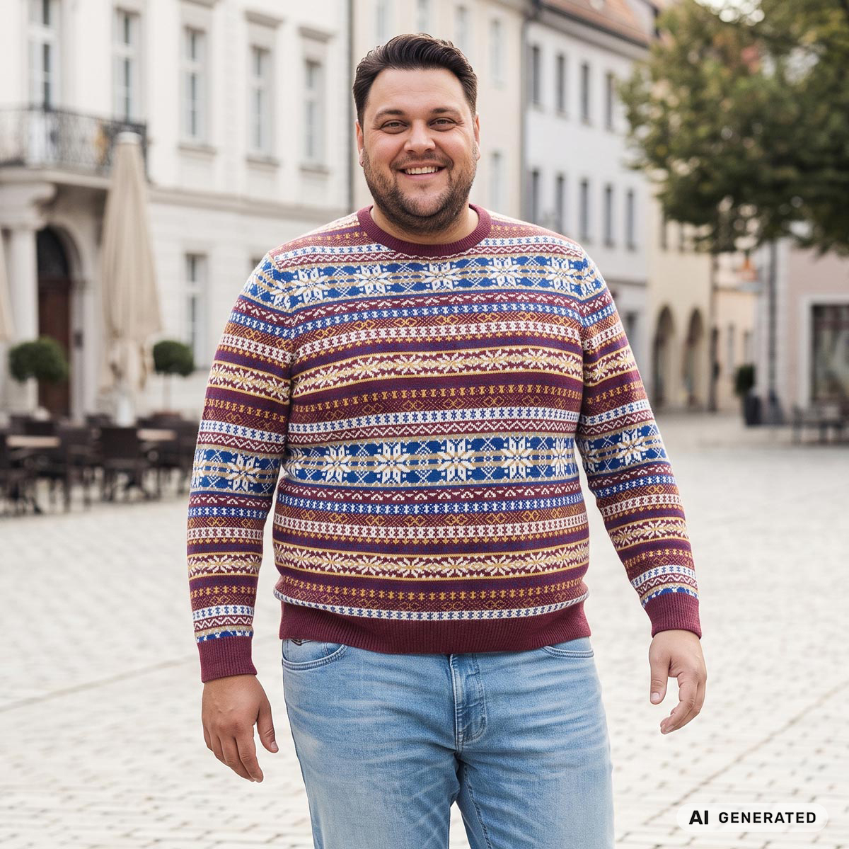 Gant Pullover aus Lammwollmix blau/rot
