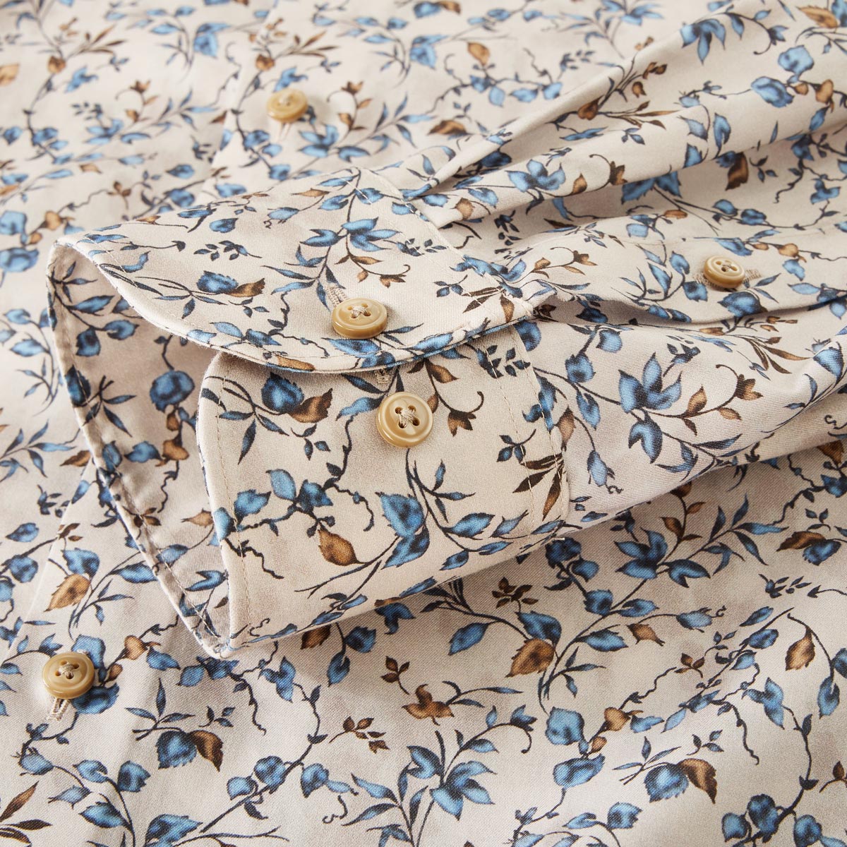 Olymp Businesshemd mit floralem Muster, bügelfrei beige