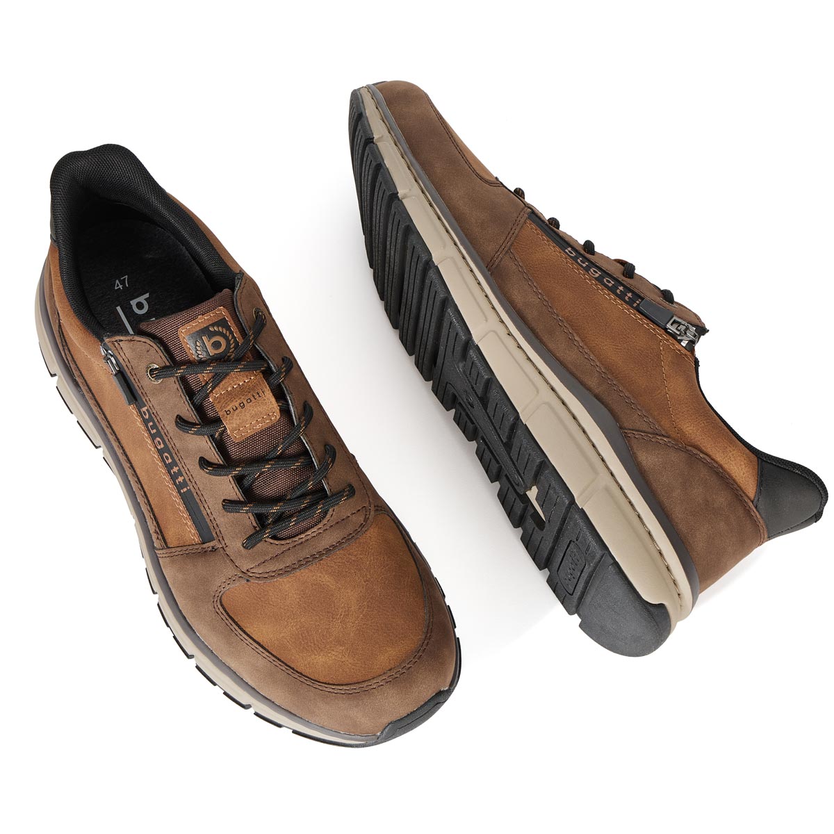 bugatti Halbschuh mit Reißverschluss cognac