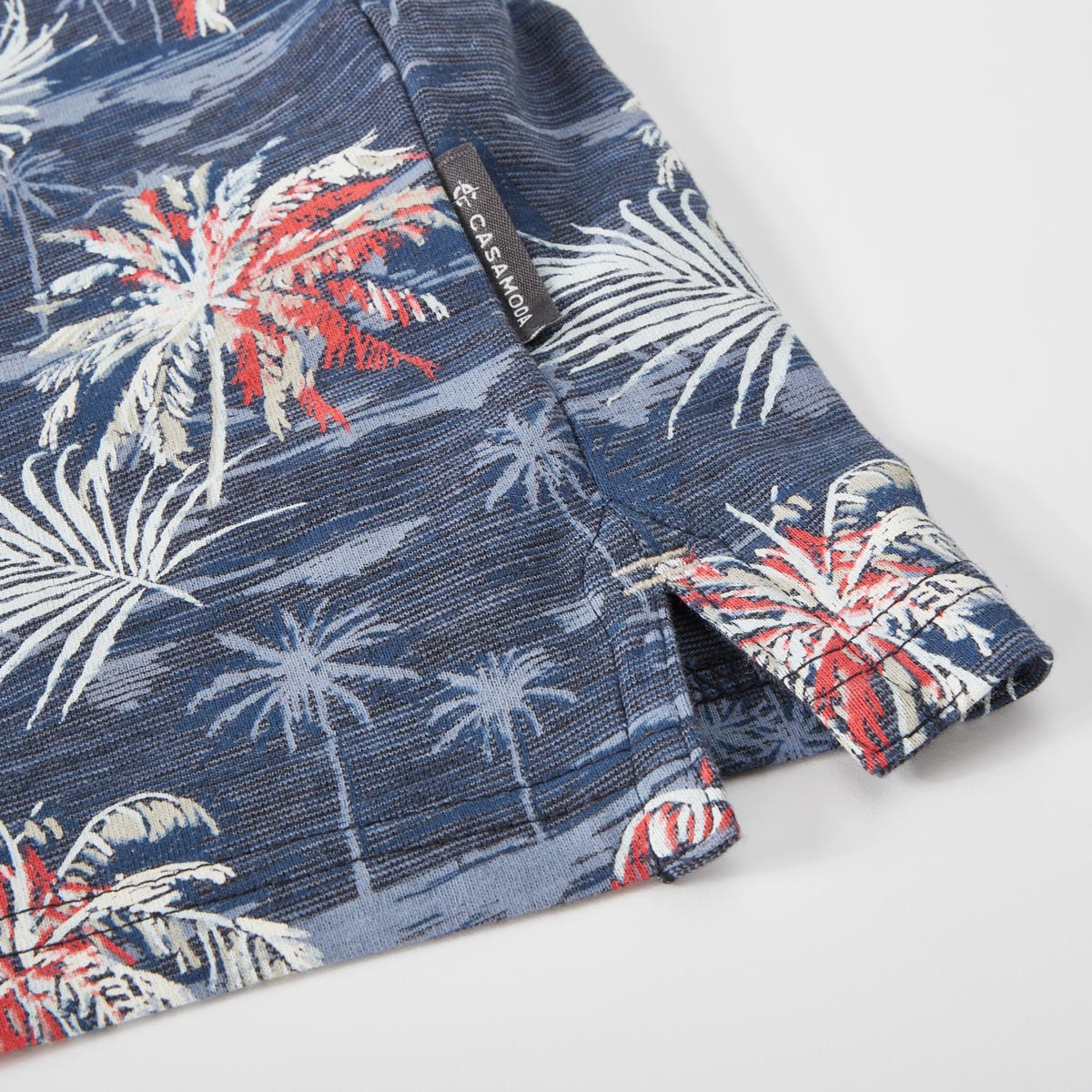 CASA MODA Poloshirt mit Allover-Muster dunkelblau