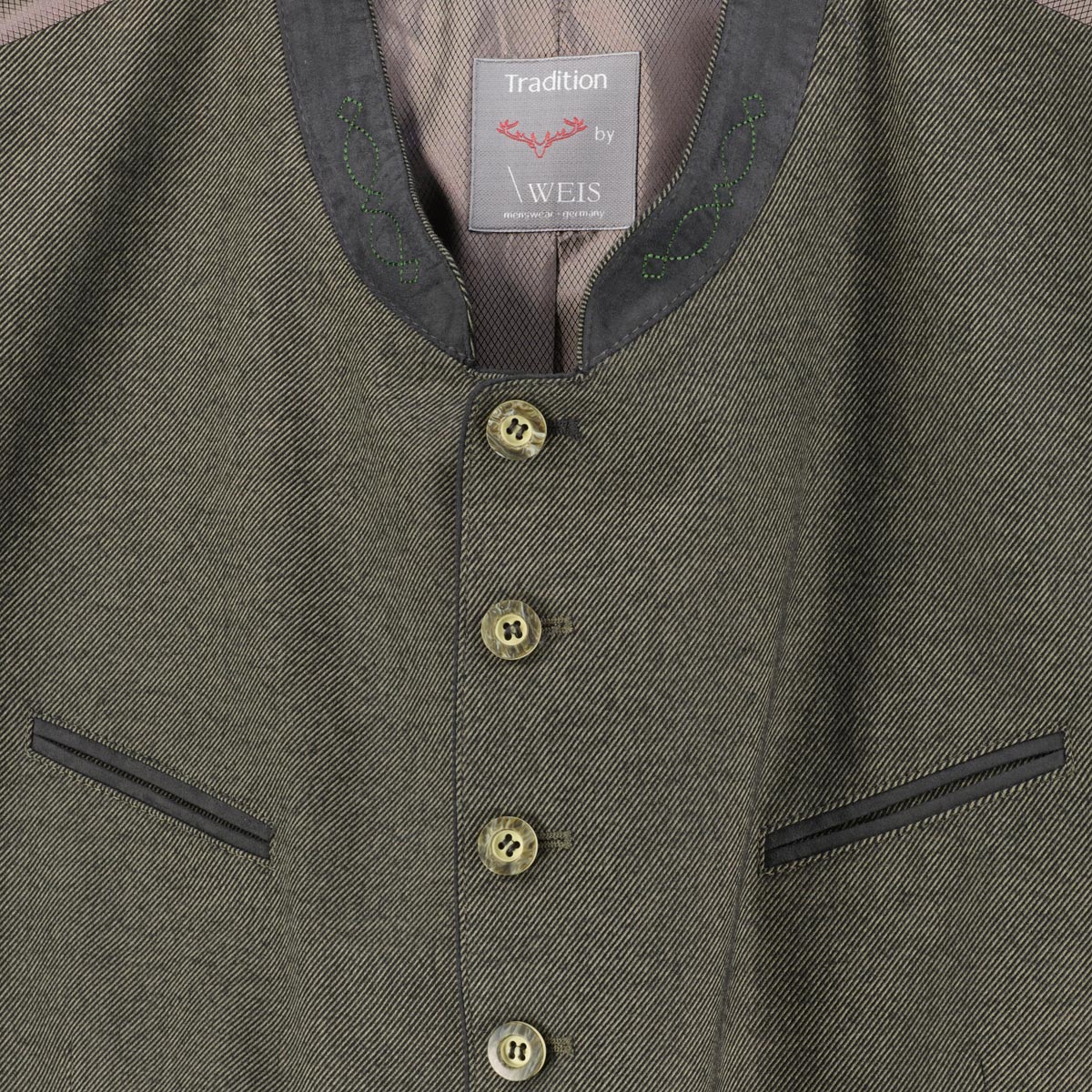 Weis Trachtenweste mit Bambus grün