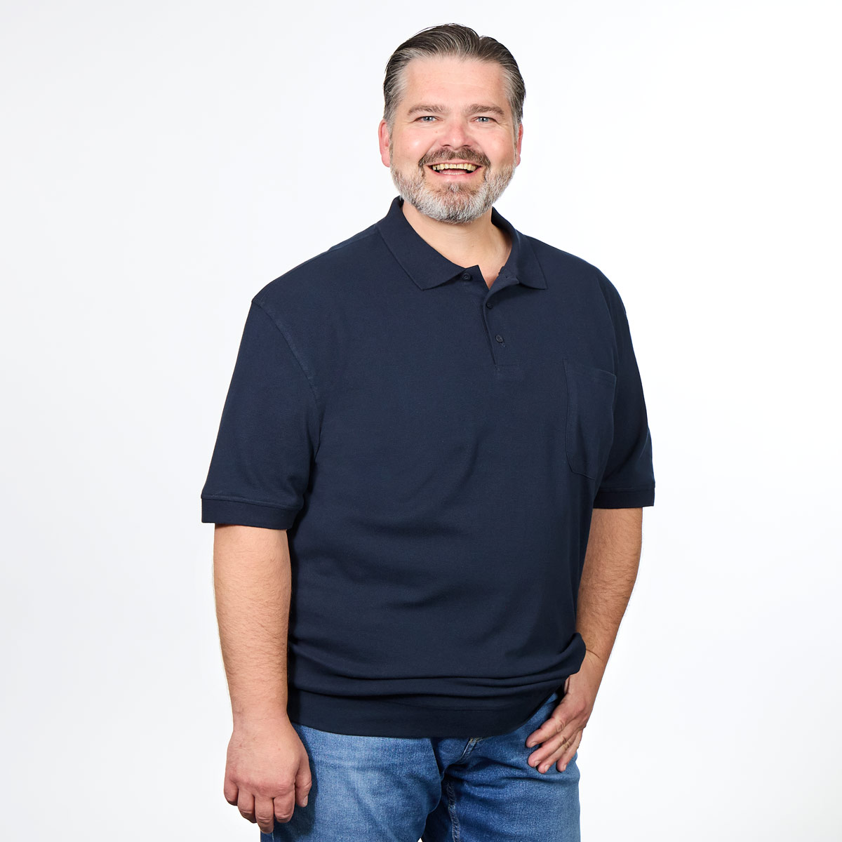 ADAMO Poloshirt mit elastischem Bund dunkelblau ADAMO Poloshirt mit elastischem Bund dunkelblau