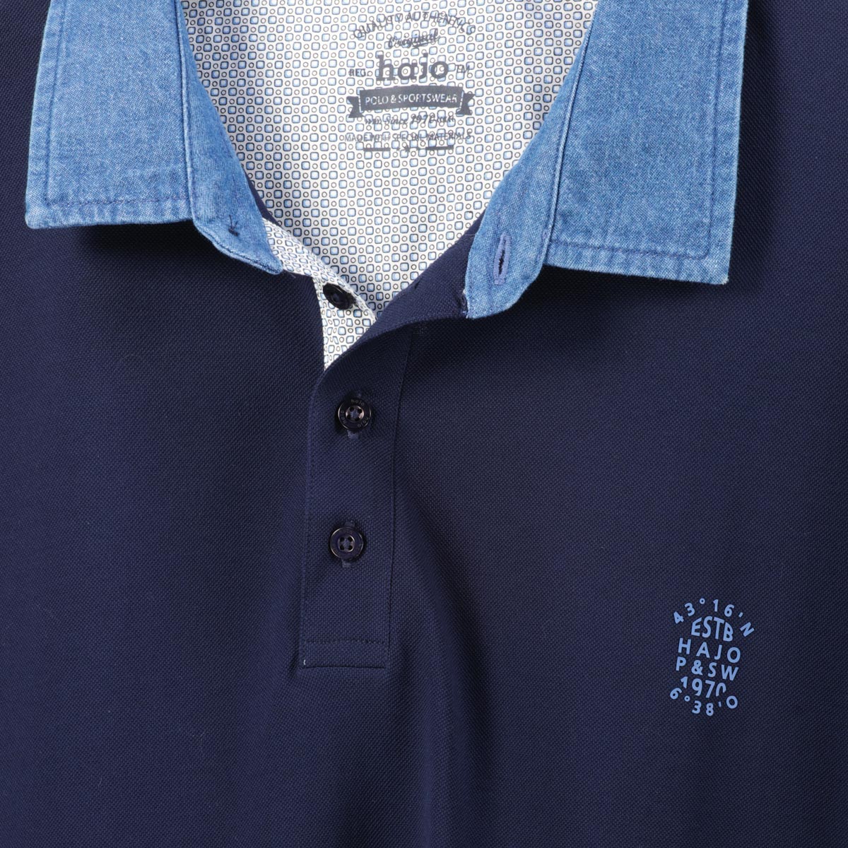 Hajo Poloshirt mit Jeanskragen marine