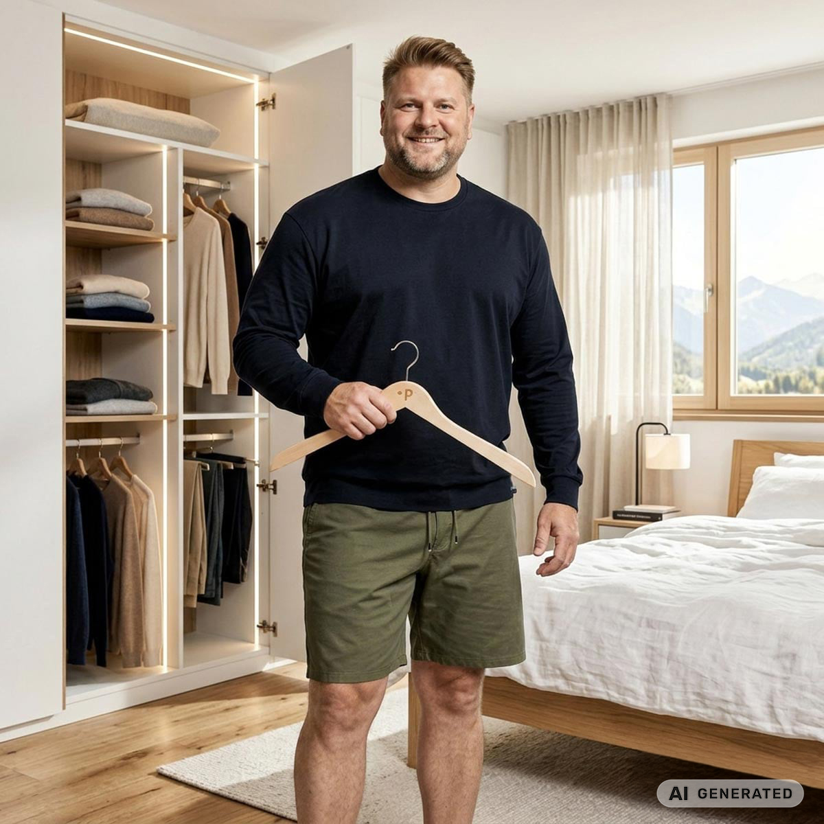 Pfundskerl Extrabreite Holz-Kleiderbügel, 3er-Pack natur